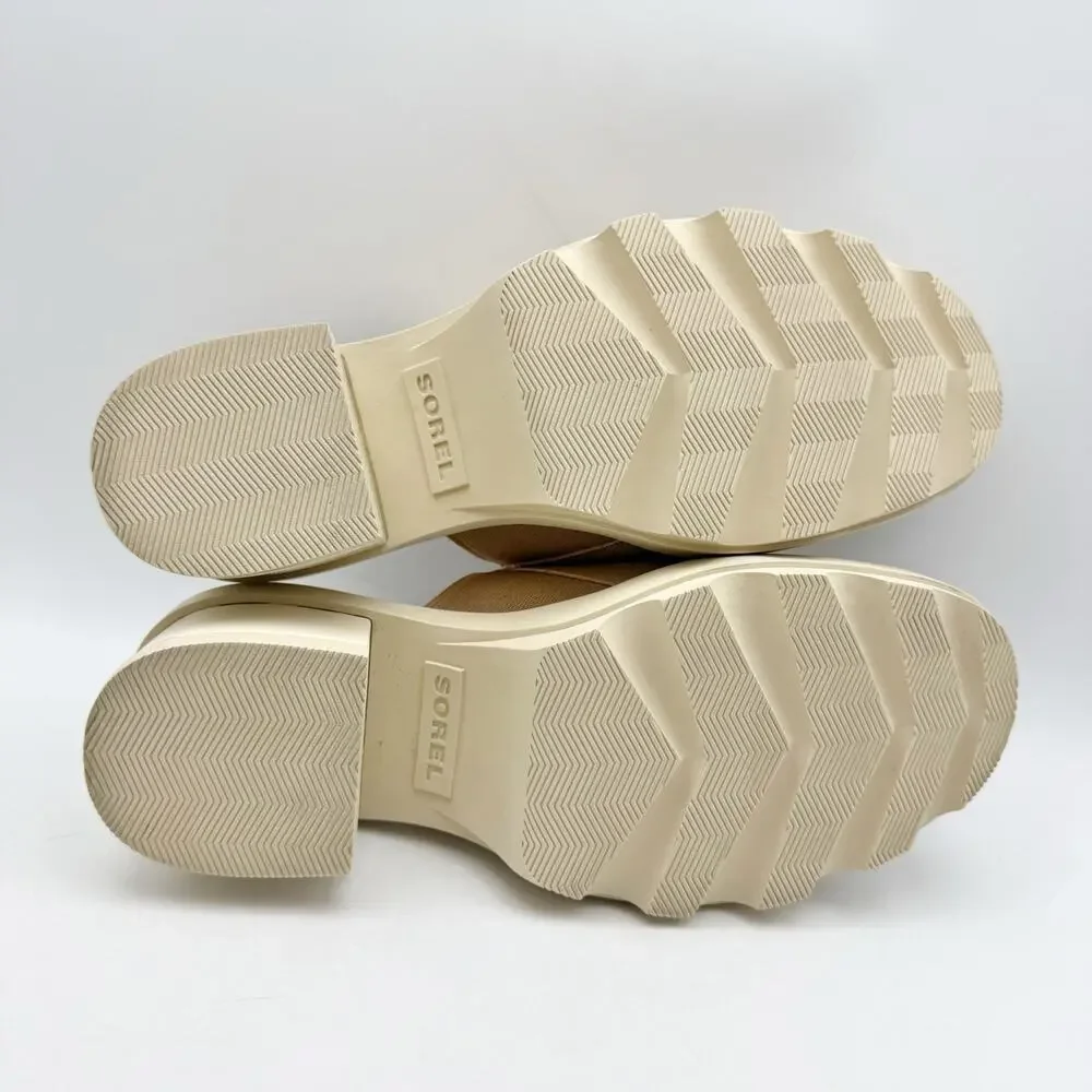 Sorel Womens Joanie Heel Slide Sandal US 7.5 EU 38.5 Beige Tan Leather EUC